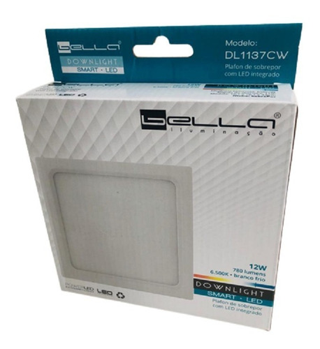 Imagem 3 de 3 de Luminaria Painel Plafon Sobrepor Led 12w Branco Frio 6500k