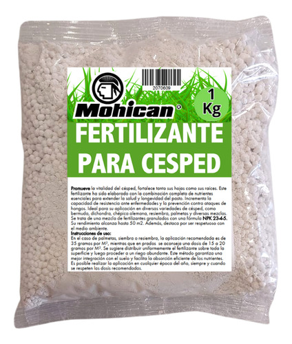 Fertilizante Para Cesped  N-p-k (23-4-5) 1 Kg Mohican