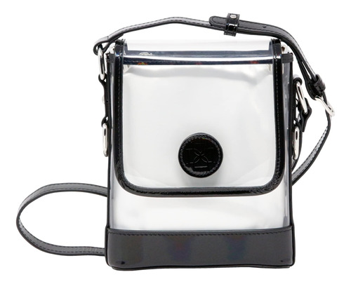 Dominie Clear Small Satchel Ribete De Cuero Holográfico Negr