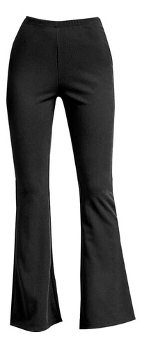 Pantalón De Mujer De Cintura Elástica Acampanado De Color Só