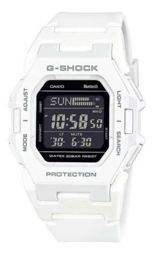 Reloj Casio Gd-b500-7 Para Hombre E-watch Correa Blanco Bisel Blanco Fondo Negro