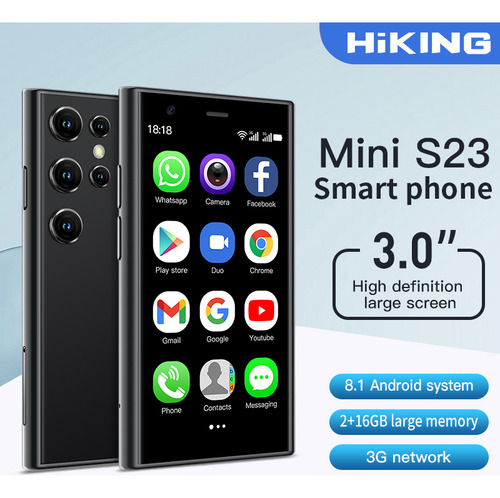 Mini Phone Hiking Mini S23 3g 2gb Ram + 16gb Rom Black Dual Sim Android 8.1 Cámara Frontal De 0.3 Mp