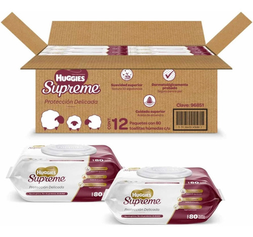 Toallitas Humedas Huggies Supreme 960 Piezas - 12 Paquetes