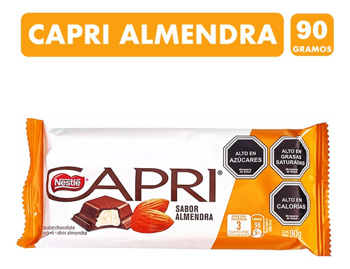 Chocolate Capri Relleno Sabor Almendra (tableta 90 Gramos)