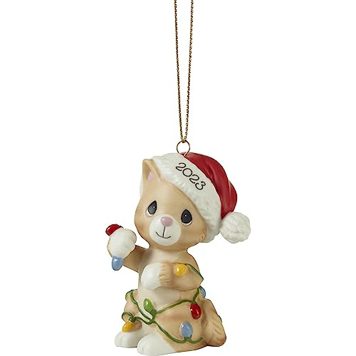 Ornamento De Porcelana Bisque De Gato Tangled In Christ...