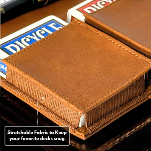 Funda Y Soporte De Cuero Para Cartas De Doble Baraj