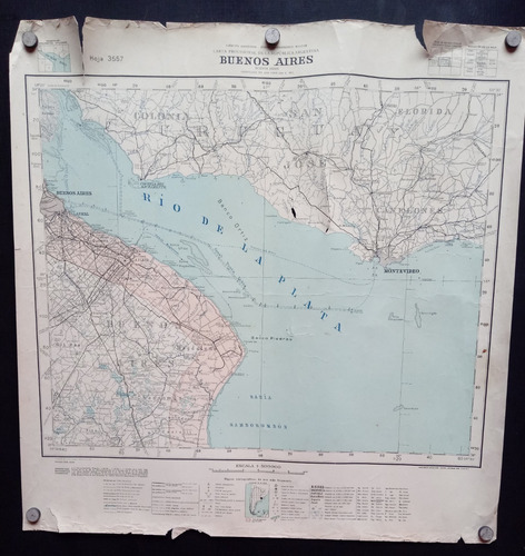 Mapa De Buenos Aires- Río De La Plata- Uruguay Sept. 1956