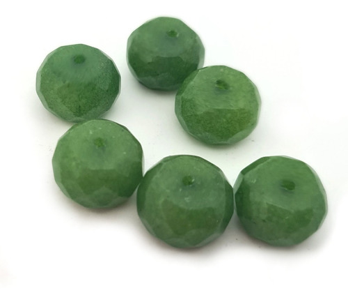 Paquete 12 Piezas Jade Dona Facetada Verde 12x8mm