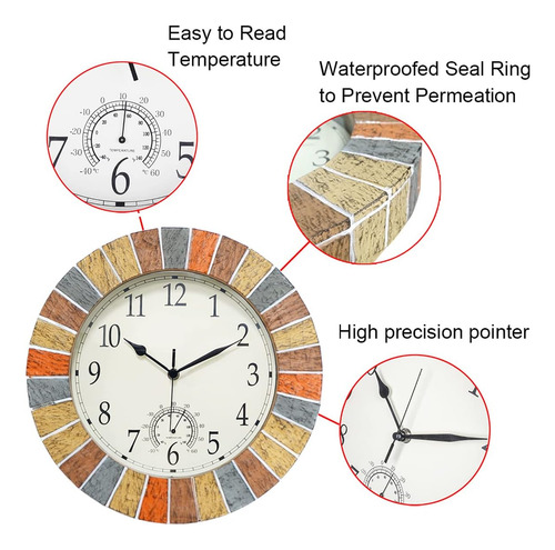 Reloj Y Termómetro Para Interiores Y Exteriores, Relojes De