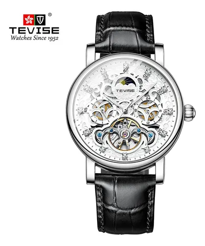 Reloj Tevise T867d, Correa Automática Moon Phase Leather C