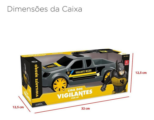 Imagem 4 de 5 de Carrinho Pickup Vigilante Negro Brinquedo Menino Mielle