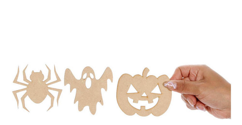 Imagen 2 de 4 de Figuras Mdf Araña Fantasma Halloween Decorar Mylin 8cm 15pz