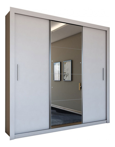 Guarda-roupa De Casal Carol 3 Portas Com Cama Branco