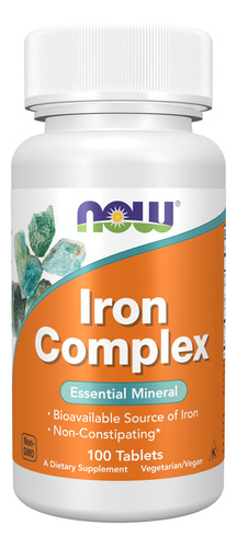 Suplemento Now Iron Complex 100 Comprimidos De Minerais Esse