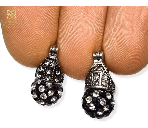 Imagen 2 de 6 de Aros Acero Lady Di Bola De Fuego Negra Y Blanca 10mm