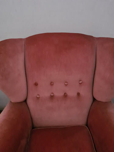 Sillon Chesterfield Berger Un Cuerpo De Pana De 1 Calidad Rosa Oscuro Liso (Usado)