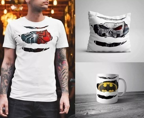 Plantillas Sublimación Torsos Tazas Camiseta Superhéroes!!.