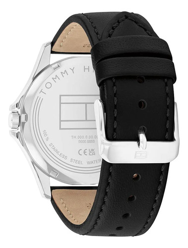 Reloj Tommy Hilfiger Hombre Cuero 1710668 Fondo Negro Negro Plateado Negro