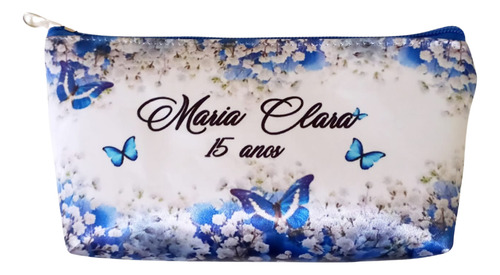 75 Necessaire Trapézio Lembrancinha 15 Anos Borboleta Azul