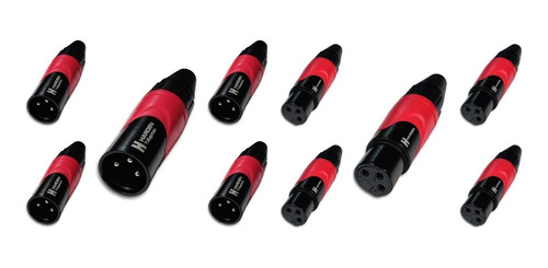 Paquete 5 Jacks Y 5 Plugs Canon Rojo Calidad Xlr Micrófono