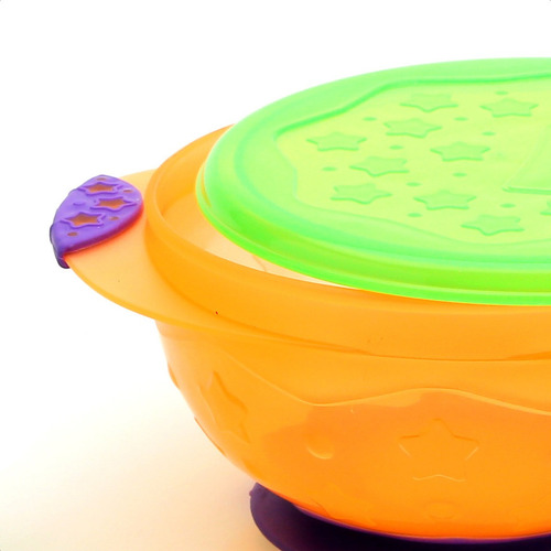 Bowl Con Sopapa Para Bebés Tamaño Large - Baby Innovation Color Naranja Liso
