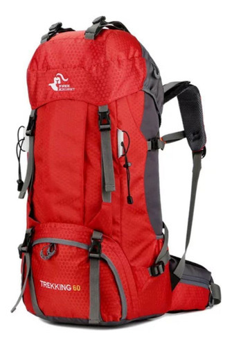 Mochila Viagem Camping Trilha Trekking Montanhismo 60l Cor Vermelho Desenho do tecido Liso