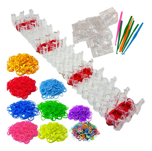 Loom Band Pulseira 2000 Elásticos + Clips + Agulha Regua