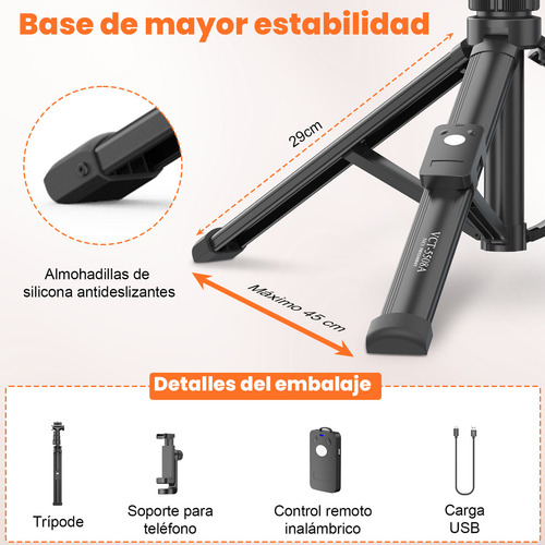 Toneof 170cm Tripié Para Celular Y Cámara, Palo Selfies Soporte con Control Remoto