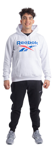 Buzo Reebok Identity Big Stacked Logo Hombre Moda Blanco