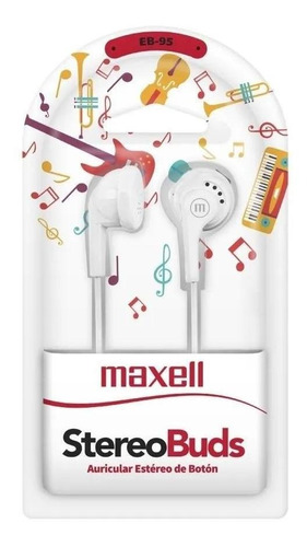 Imagen 2 de 2 de Auricular Maxell Eb95 3.5m Inear Blanco