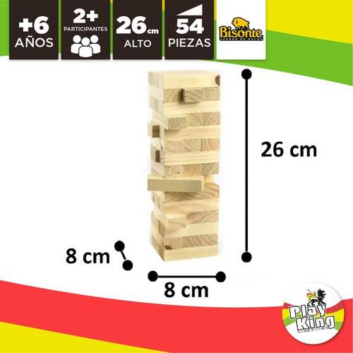 Imagen 2 de 10 de Kae Torre De Madera Bisonte Tipo Jenga Playking