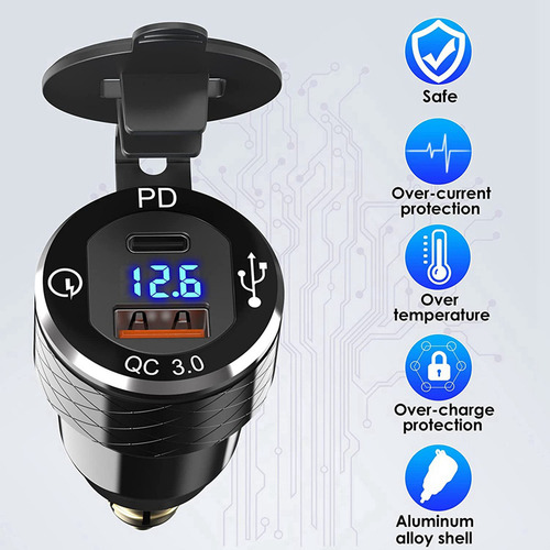 General 2 X Cargador Rápido Usb Pd 3.0 C, Din A Usb Y