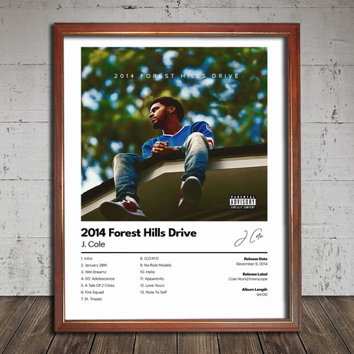 J. Cole Poster Album 2014 Forest Hills Drive En Cuadro