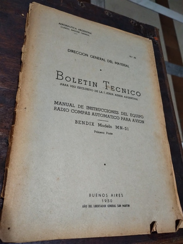 Manual Instrucciones Equipo Radio Compás Para Avión Bendix (Usado)