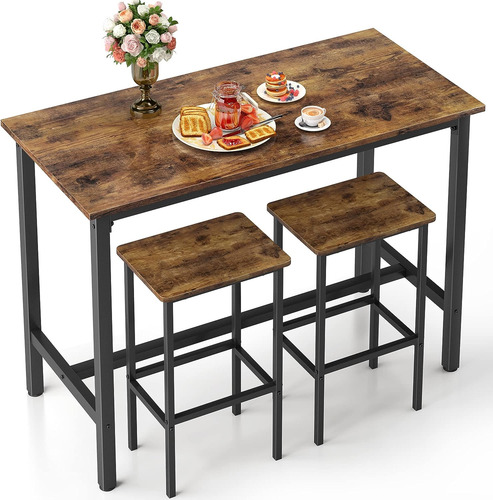 Juego De Mesa Y Sillas De Bar, 47.2 Pulgadas, Mesa De Altura