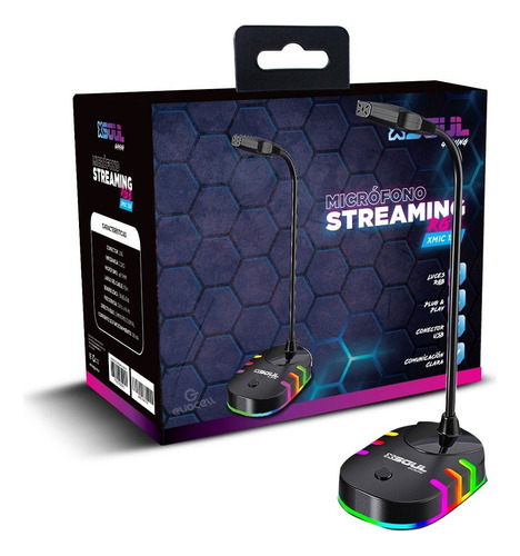 Micrófono Gamer Soul Luz Rgb Usb Streaming Twitch Youtube