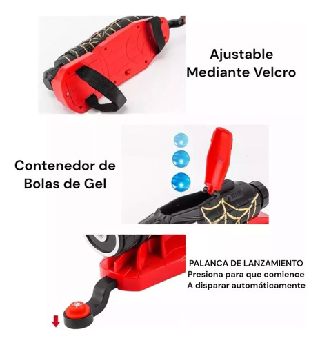 Guante Lanzador Hidrógel Spiderman Recargable + 1000 Tiros