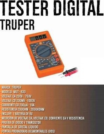 Tester Digital Truper Mut-830 Multimetro Corriente Ca Dc Bca