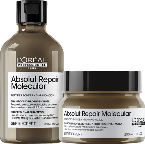 Kit Absolut Repair Molecular Loreal Shampoo 300ml + Mascara