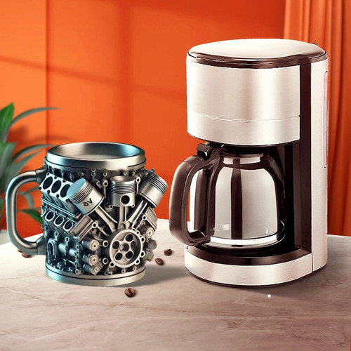 Taza Con Forma De Copa Engine V8, Adorno Mecánico De Resina