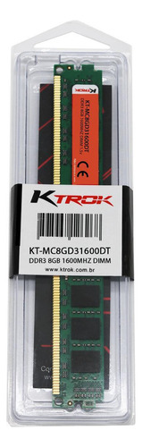 Memória Ram Para Desktop Pc Ktrok 8g Ddr3 1600mhz Udimm