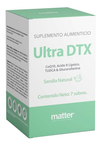 Suplemento en polvo Matter Smart Nutrienrs  Detox Ultra DTX coq10, ácido r lipoico, tudca & glucorafanina sabor sandía en sachet 7 un