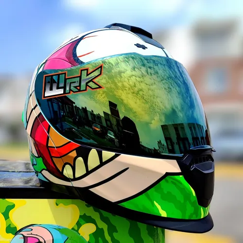 Casco de moto verde fluorescente sale
