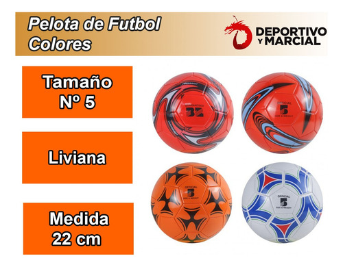 Pelota De Futbol N°5 Pvc Liviana Niño Juego Recreativo Color