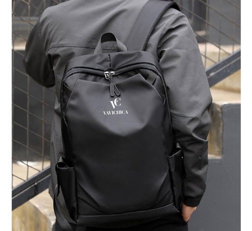 Mochila Para Notebook Masculina Vavichica Carregamento Usb Cor Preto Desenho Do Tecido Lisa