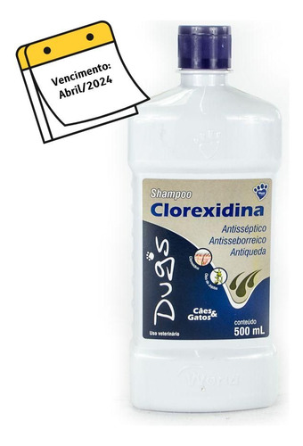 Shampoo De Clorexidina Cachorro E Gato Dugs 500ml Vcto Próx