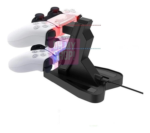 Imagen 4 de 8 de Base Soporte Cargador Doble 2 Joysticks Ps5 Play 5 Carga