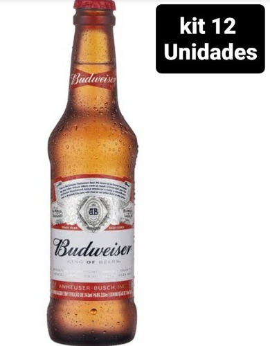 Kit Com 12 Unid Cerveja Budweiser 330ml Long Neck