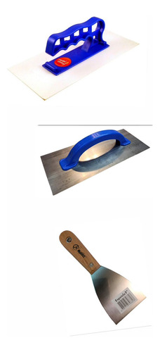 Kit Accesorios Llana Plástica + Espátula + Llana Flexible