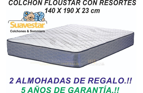 Colchón 2 1/2 plazas de resortes Suavestar Resorte Floustar - 140cm x 190cm x 23cm
